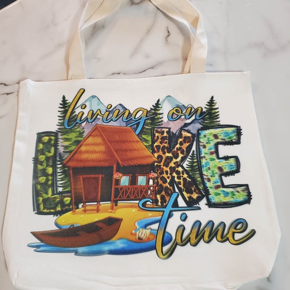 Living on LAKE time Tote Bag - Picture 7 of 10